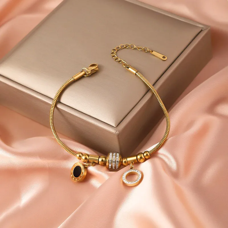 Roman Numeral Circle Charm Bracelet